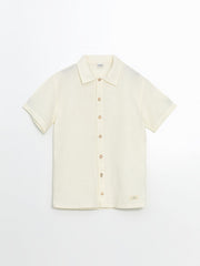 LCW Kids Green Basic Short Sleeve Boy Shirt