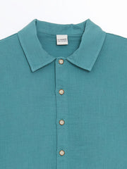 LCW Kids Green Basic Short Sleeve Boy Shirt