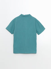 LCW Kids Green Basic Short Sleeve Boy Shirt