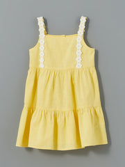 LCW Kids Basic Lace Girl Child Linen Dress