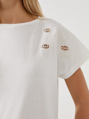 LCW Classic Crew Neck Embroidered Women T-Shirt