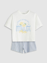 LCW Kids Crew Neck Italy Printed Girls T-Shirt And Shorts
