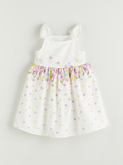 LCW Kids Square Neck Floral Satin GirlS Dress