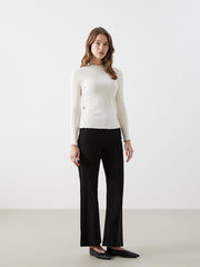 LCW Modest Ecru Stand Collar Women Bodysuit