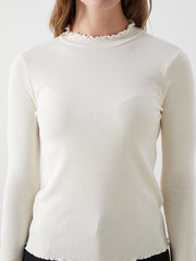 LCW Modest Ecru Stand Collar Women Bodysuit