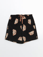 LCW Young Crew Neck Bear Printed Women Pajama Set With Shorts