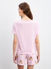 LCW Young Teddy Bear Printed Women Pajama Set With Shorts