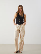 Xside Linen Blend Women Pleated Trousers