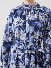 LCW Modest Ruffle Stand Collar Floral Women Shirt Dress