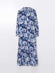 LCW Modest Ruffle Stand Collar Floral Women Shirt Dress