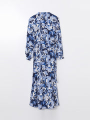 LCW Modest Ruffle Stand Collar Floral Women Shirt Dress