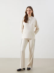 LCW Modest Beige Plain Oversize Women Hoodie