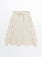 LCW Modest Beige Plain Oversize Women Hoodie