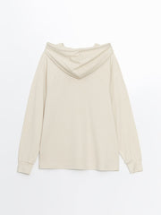 LCW Modest Beige Plain Oversize Women Hoodie