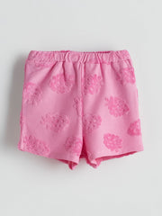 LCW Baby Embossed Printed Baby Girl Blouse And Shorts 2-Pack