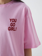 LCW Vision Pink Crew Neck Printed Women T-Shirt