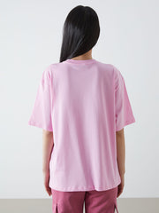 LCW Vision Pink Crew Neck Printed Women T-Shirt