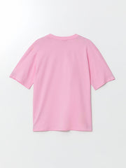 LCW Vision Pink Crew Neck Printed Women T-Shirt