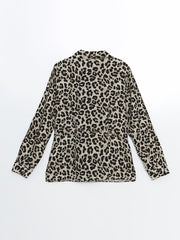 LCWAIKIKI Classic Black Leopard Print Women Shirt