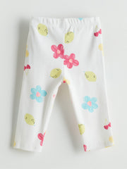 LCW Kids Elastic Waist Floral Girls 3/4 Length Leggings