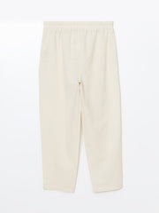 LCW Vision Indigo Elastic Waist Linen Blend Women Trousers