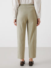 LCW Vision Indigo Elastic Waist Linen Blend Women Trousers