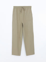 LCW Vision Indigo Elastic Waist Linen Blend Women Trousers