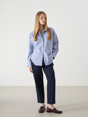 LCW Vision Indigo Elastic Waist Linen Blend Women Trousers