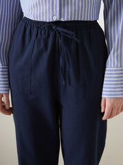 LCW Vision Indigo Elastic Waist Linen Blend Women Trousers