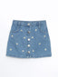 LCW Kids Adjustable Waist Floral Girl Jean Skirt