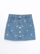 LCW Kids Adjustable Waist Floral Girl Jean Skirt