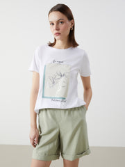 LCW Comfort Crew Neck Printed Women T-Shirt