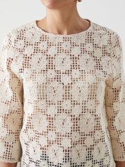 LCW Classic Crew Neck Lace Women Blouse