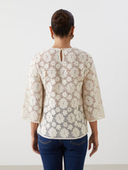 LCW Classic Crew Neck Lace Women Blouse