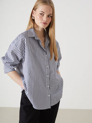 LCW Vision Blue Striped Oversize Women Shirt