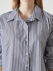 LCW Vision Blue Striped Oversize Women Shirt