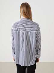 LCW Vision Blue Striped Oversize Women Shirt