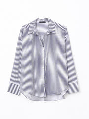 LCW Vision Blue Striped Oversize Women Shirt