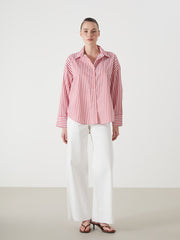 LCW Vision Blue Striped Oversize Women Shirt