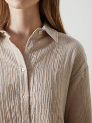 LCW Vision Beige Textured Women Shirt
