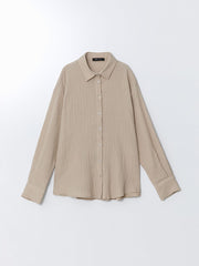 LCW Vision Beige Textured Women Shirt