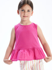 LCW Kids Regular Fit Poplin Flounce GirlS Blouse