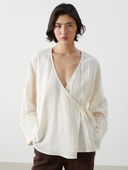 LCW Vision Khaki Double Breasted Textured Women Kimono