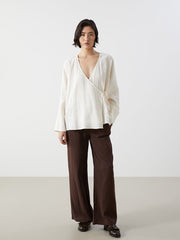 LCW Vision Khaki Double Breasted Textured Women Kimono