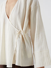LCW Vision Khaki Double Breasted Textured Women Kimono