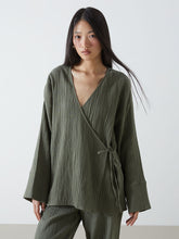 LCW Vision Khaki Double Breasted Textured Women Kimono