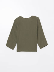 LCW Vision Khaki Double Breasted Textured Women Kimono