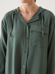 LCW Modest Hooded Textured Oversize Crinkle Women Tunic