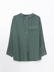 LCW Modest Hooded Textured Oversize Crinkle Women Tunic