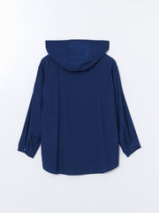 LCW Modest Hooded Textured Oversize Crinkle Women Tunic